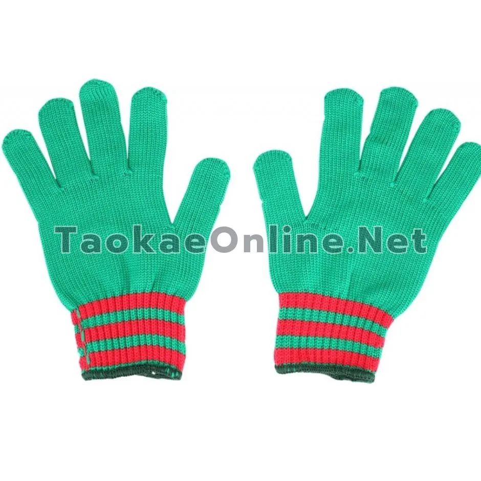 ถุงมือผ้าไนล่อน ลายริ้วข้อมือ-1