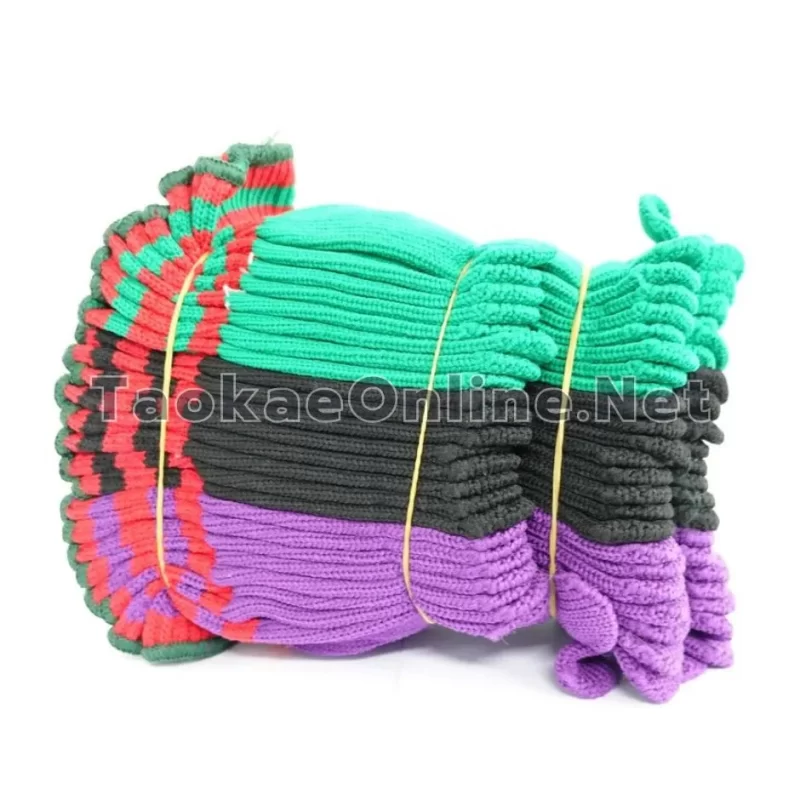 ถุงมือผ้าไนล่อน ลายริ้วข้อมือ-3