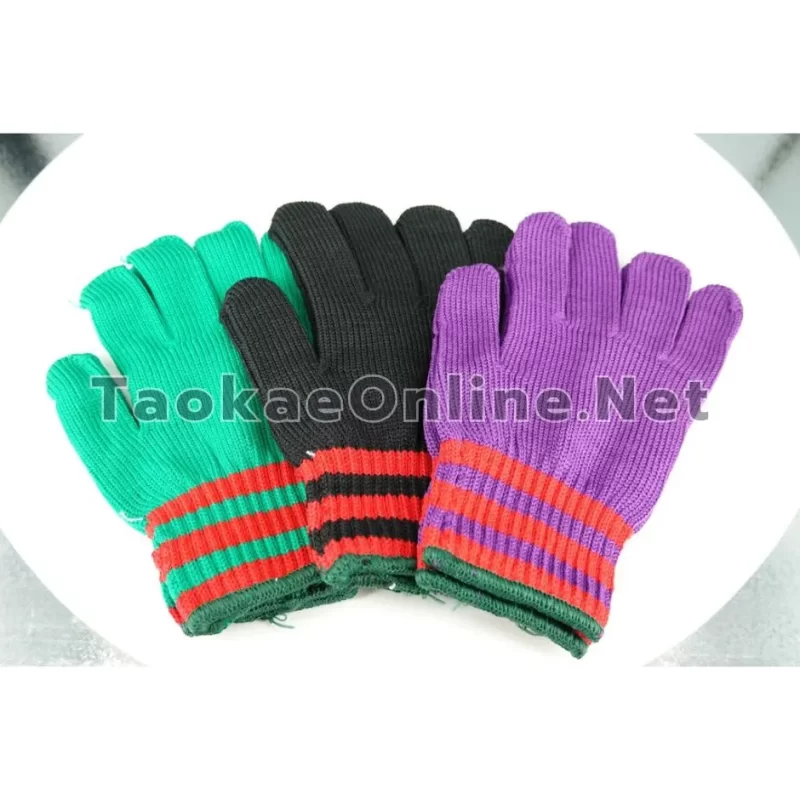 ถุงมือไนล่อน ลายริ้วข้อมือ-4